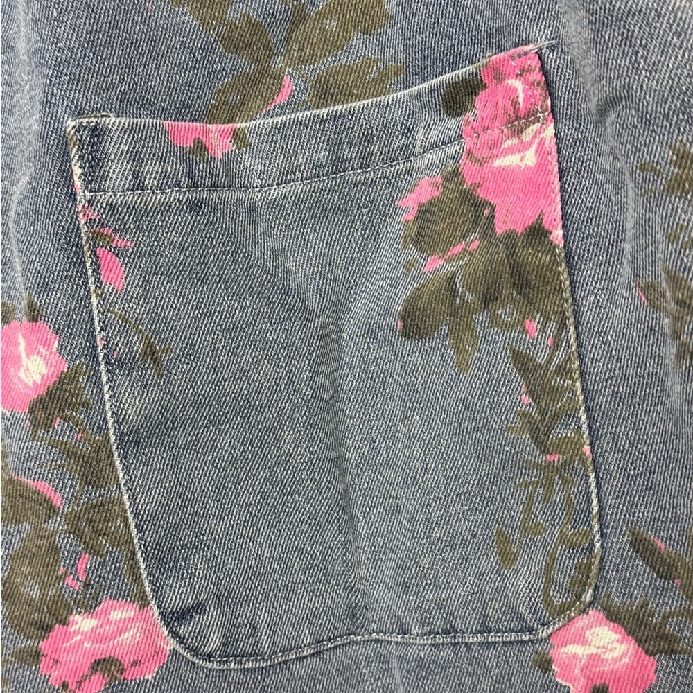 BiBi Floral Denim Overall Shorts NWT S, M,L ,XL 100% Cotton Boutique - Picture 7 of 11